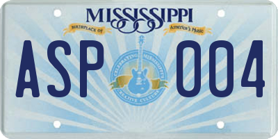 MS license plate ASP004