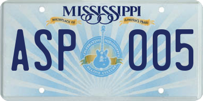 MS license plate ASP005