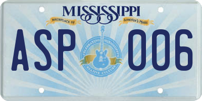 MS license plate ASP006