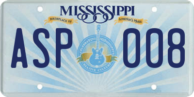 MS license plate ASP008