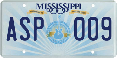 MS license plate ASP009