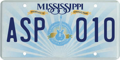 MS license plate ASP010