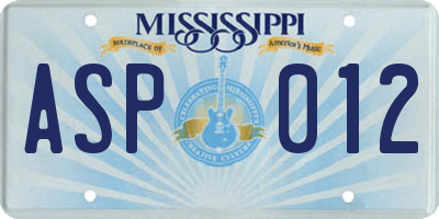MS license plate ASP012