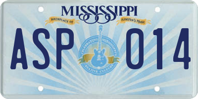 MS license plate ASP014