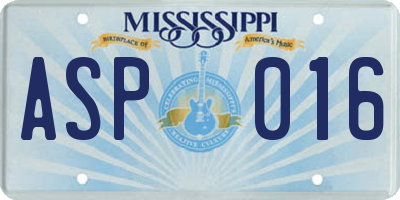 MS license plate ASP016