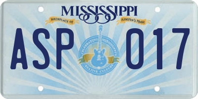 MS license plate ASP017