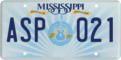 MS license plate ASP021