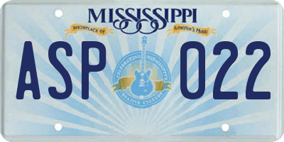 MS license plate ASP022