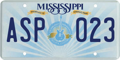MS license plate ASP023