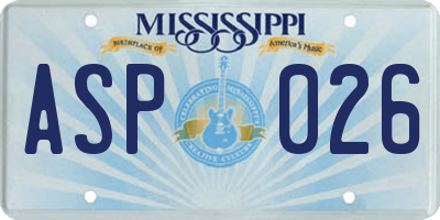 MS license plate ASP026
