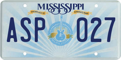 MS license plate ASP027