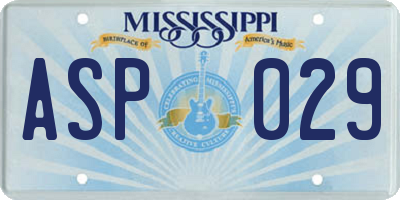 MS license plate ASP029