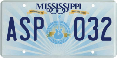 MS license plate ASP032