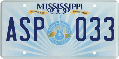 MS license plate ASP033