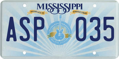 MS license plate ASP035