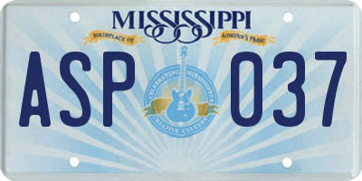 MS license plate ASP037