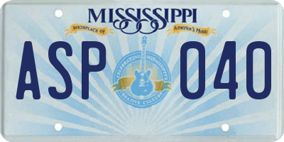 MS license plate ASP040