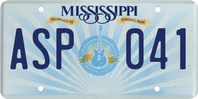MS license plate ASP041