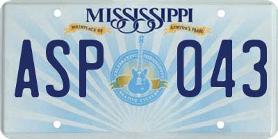 MS license plate ASP043