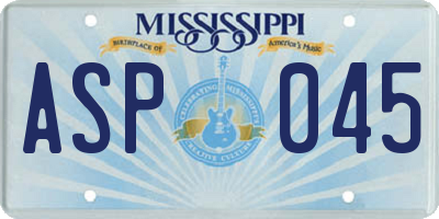 MS license plate ASP045