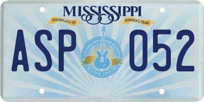 MS license plate ASP052