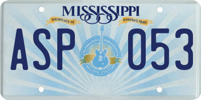 MS license plate ASP053
