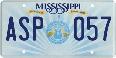 MS license plate ASP057