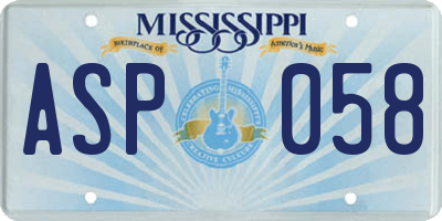 MS license plate ASP058