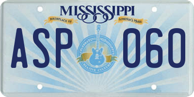 MS license plate ASP060