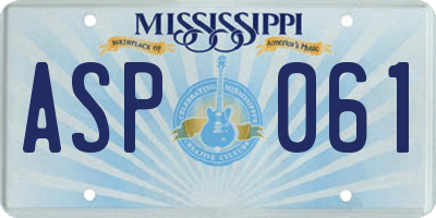 MS license plate ASP061