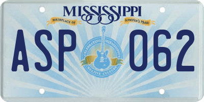 MS license plate ASP062