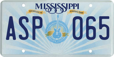 MS license plate ASP065
