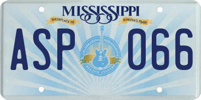 MS license plate ASP066
