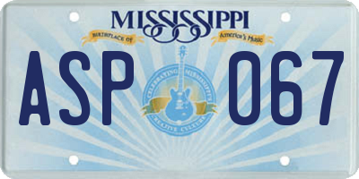 MS license plate ASP067