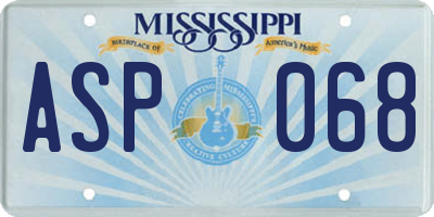 MS license plate ASP068