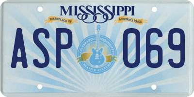 MS license plate ASP069