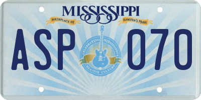 MS license plate ASP070