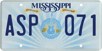 MS license plate ASP071