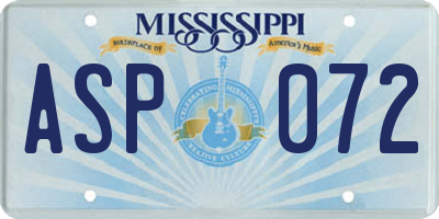 MS license plate ASP072