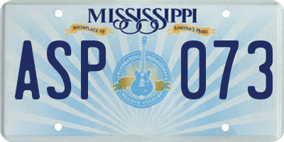MS license plate ASP073