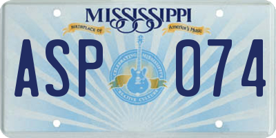 MS license plate ASP074