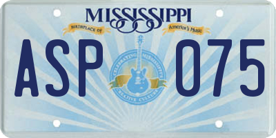 MS license plate ASP075