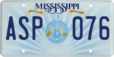 MS license plate ASP076