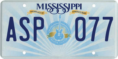 MS license plate ASP077