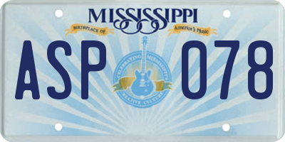 MS license plate ASP078