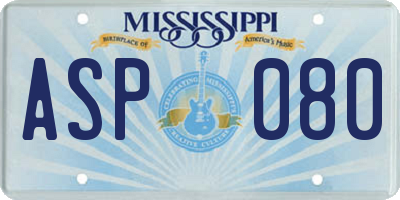 MS license plate ASP080