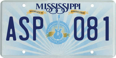MS license plate ASP081