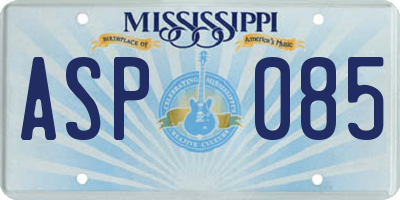 MS license plate ASP085