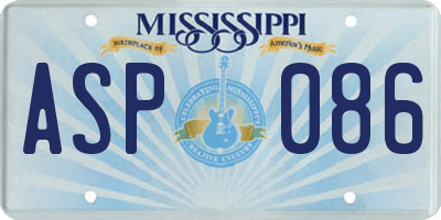 MS license plate ASP086