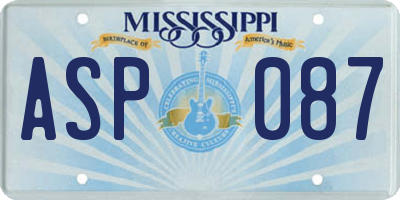 MS license plate ASP087